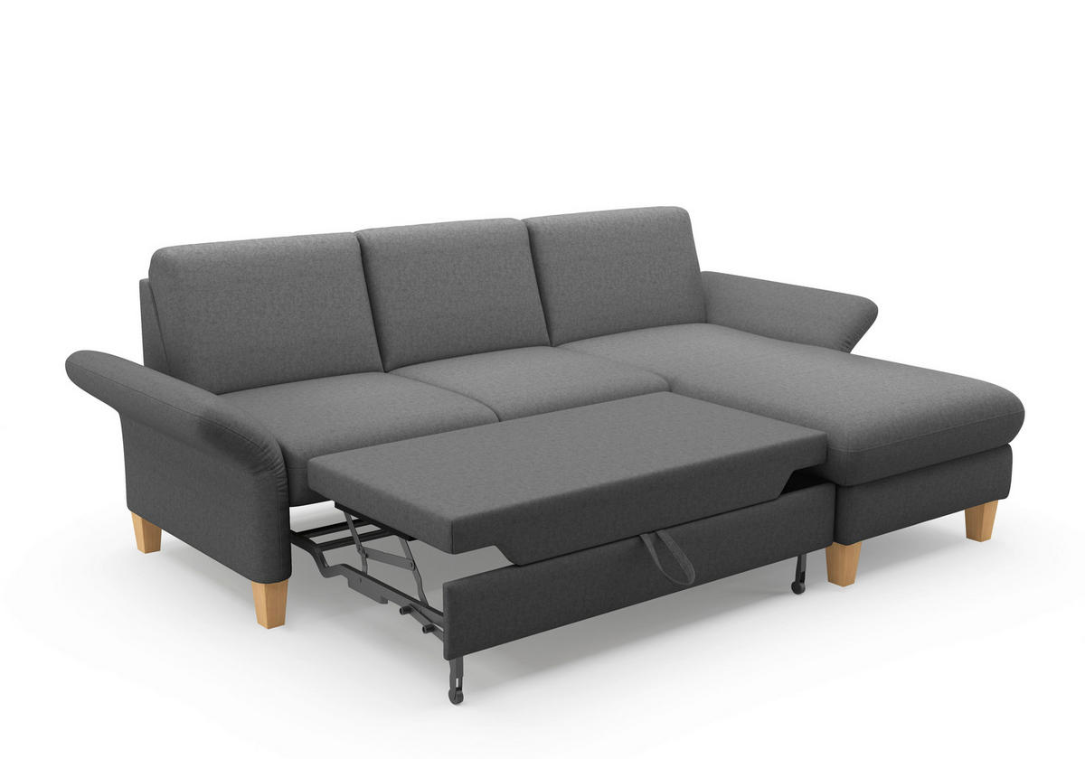 ECKSOFA ROCHELLE E Dunkelgrau Flachgewebe  - Eichefarben/Dunkelgrau, KONVENTIONELL, Holz/Textil (251/164cm) - Sit & More