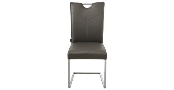 SCHWINGSTUHL    Echtleder  - Edelstahlfarben/Braun, Design, Leder/Metall (48/98,5/62cm) - Novel