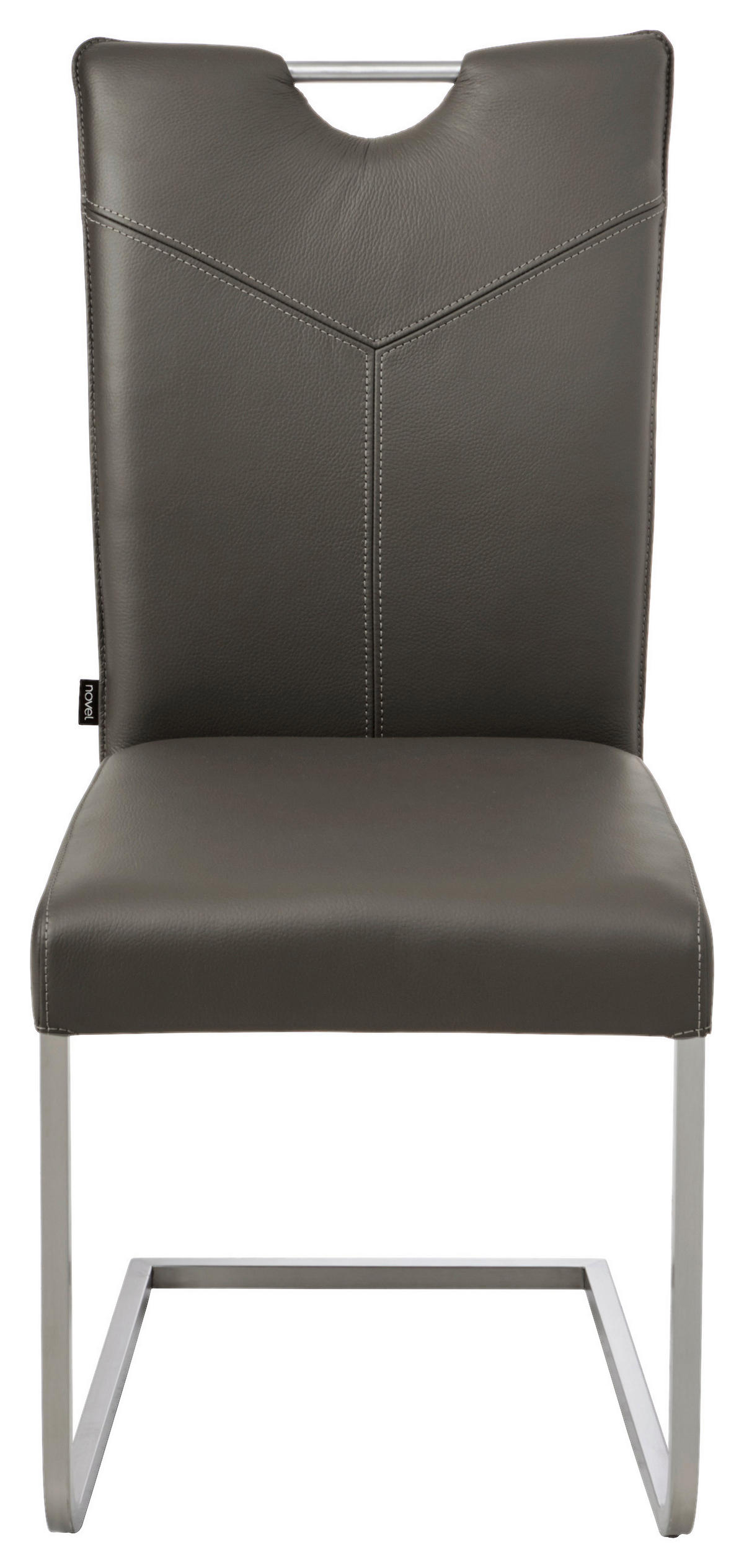 STOLIČKA S PRUŽNÝM PODNOŽÍM, hnedá, farba ušľachtilej ocele - hnedá/farba ušľachtilej ocele, Design, kov/koža (48/98,5/62cm) - Novel