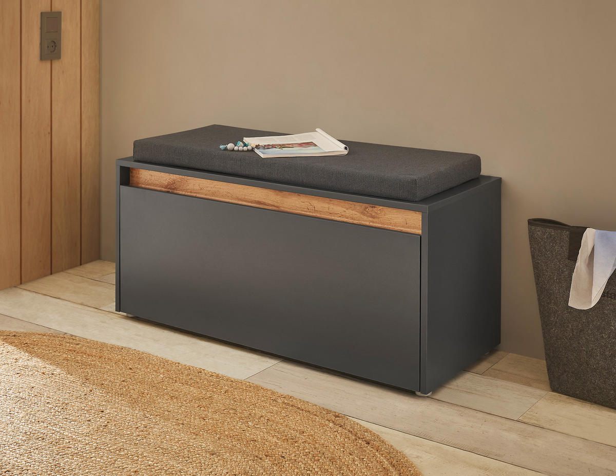 GARDEROBENBANK  in 100/45/40 cm  - Anthrazit/Eiche Wotan, Design, Kunststoff/Textil (100/45/40cm) - Modante