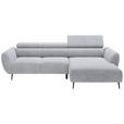 ECKSOFA  in Cord Dunkelgrau  277/174 cm  - Dunkelgrau/Schwarz, KONVENTIONELL, Textil/Metall (277/174cm) - Carryhome