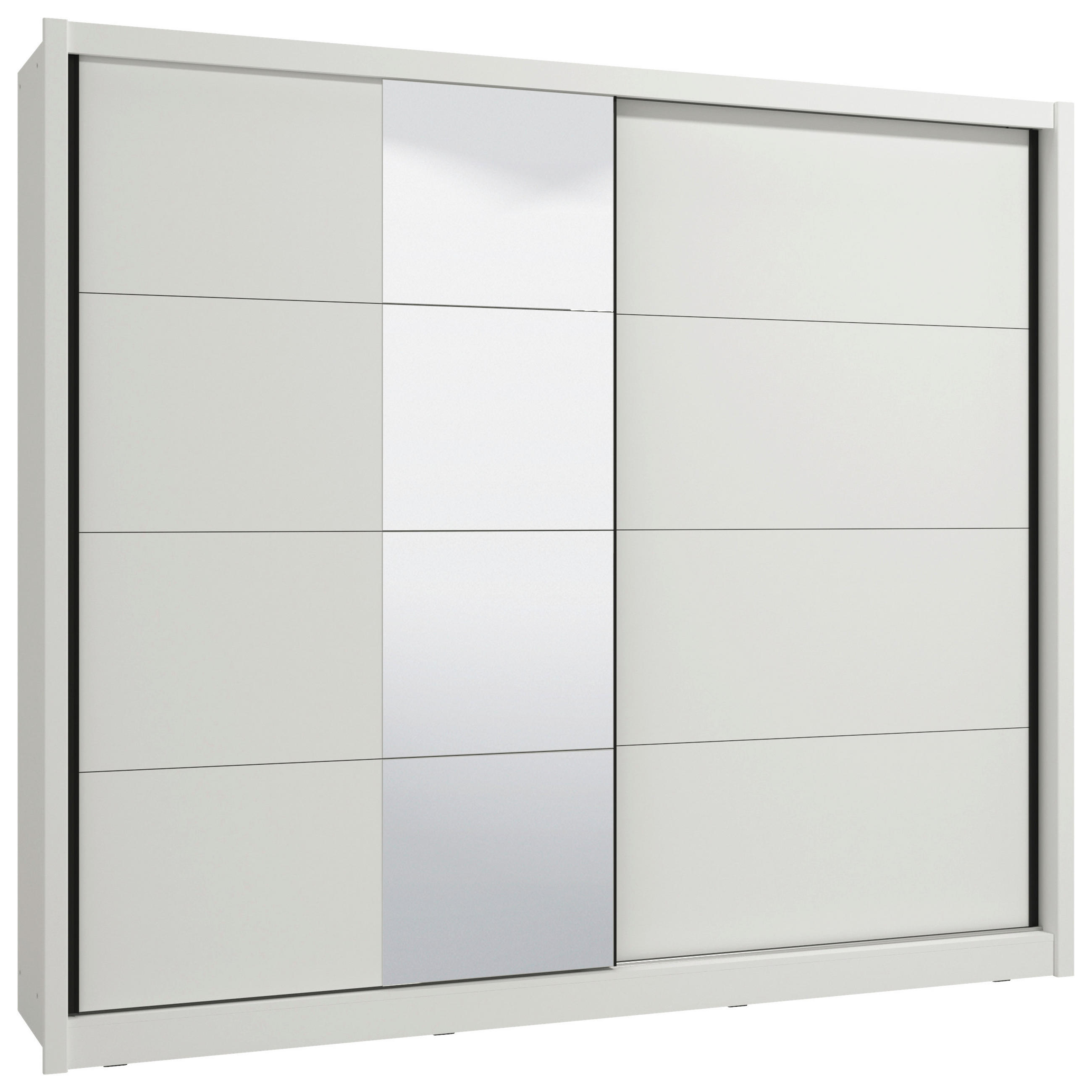 SCHIEBETÜRENSCHRANK 251/215,5/60 cm 2-türig Weiß  - Schwarz/Weiß, MODERN, Holzwerkstoff/Metall (251/215,5/60cm) - MID.YOU