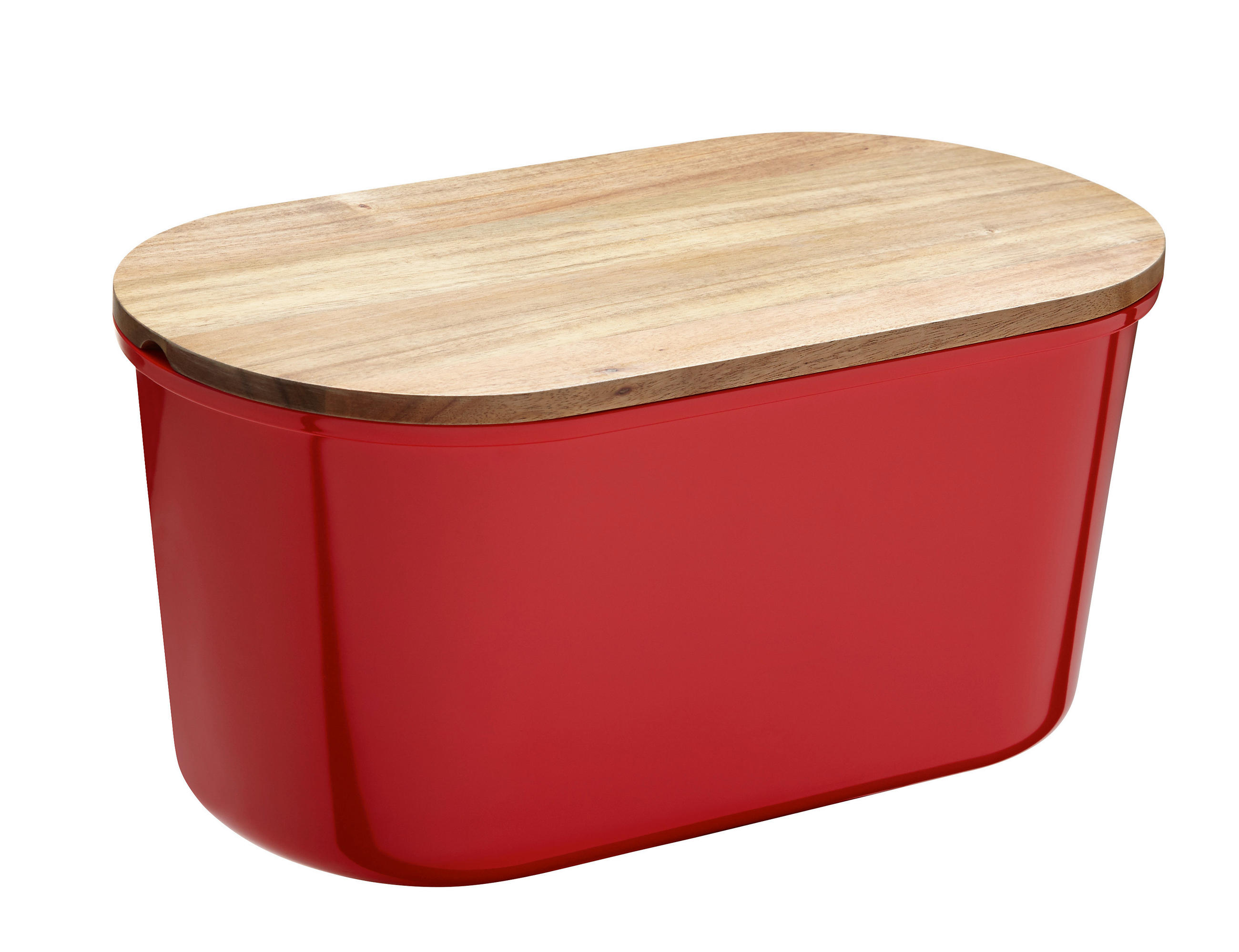BROTBOX 37/21,5/17,2 cm  - Rot/Akaziefarben, MODERN, Holz/Kunststoff (37/21,5/17,2cm) - Echtwerk