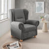 OHRENSESSEL in Mikrofaser Graubraun  - Wildeiche/Graubraun, Konventionell, Holz/Textil (92/102/89cm) - Livetastic