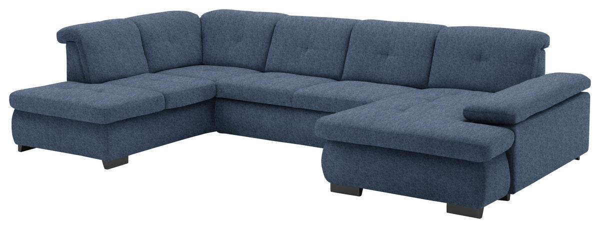 WOHNLANDSCHAFT Blau Webstoff  - Blau/Schwarz, Design, Textil/Metall (210/337/174cm) - Beldomo Style