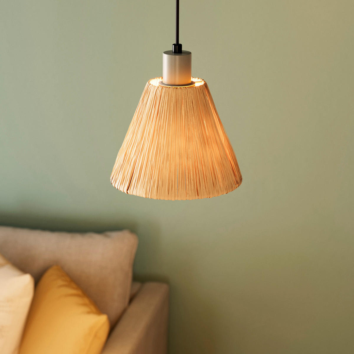 HÄNGELEUCHTE 20/125 cm  - Natur, Naturmaterialien/Metall (20/125cm) - Osram