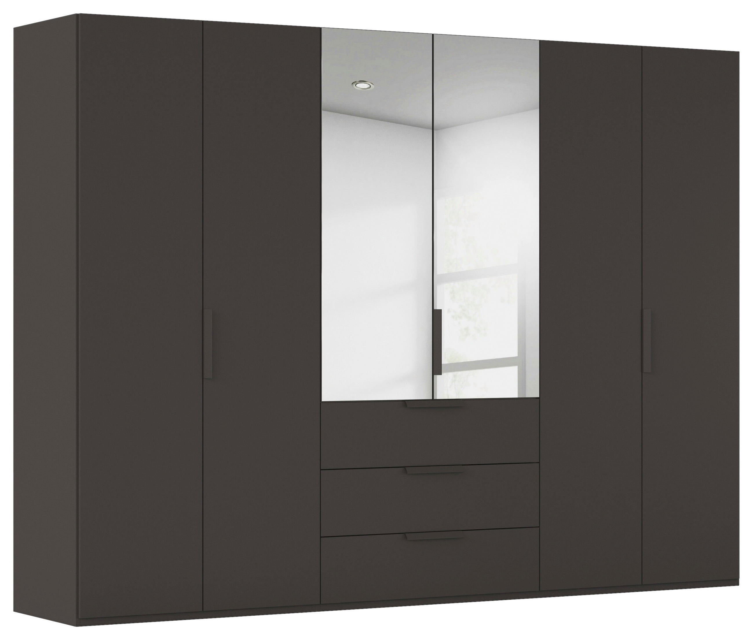 DREHTÜRENSCHRANK 301/223/61 cm,  in Graphitfarben, 6-türig  - Graphitfarben, Basics, Glas/Holzwerkstoff (301/223/61cm) - Novel