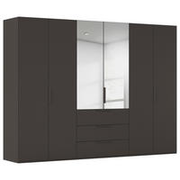 DREHTÜRENSCHRANK 301/235/61 cm,  in Graphitfarben, 6-türig  - Graphitfarben, Basics, Glas/Holzwerkstoff (301/235/61cm) - Novel