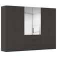 DREHTÜRENSCHRANK 301/223/61 cm,  in Graphitfarben, 6-türig  - Graphitfarben, Basics, Glas/Holzwerkstoff (301/223/61cm) - Novel