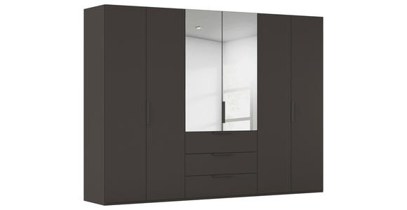DREHTÜRENSCHRANK 301/223/61 cm,  in Graphitfarben, 6-türig  - Graphitfarben, Basics, Glas/Holzwerkstoff (301/223/61cm) - Novel