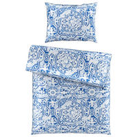 POSTELJINA PORTO 140/200 cm saten bela, tamnoplava  - bela/tamnoplava, Konvencionalno, tekstil (140/200cm) - Esposa