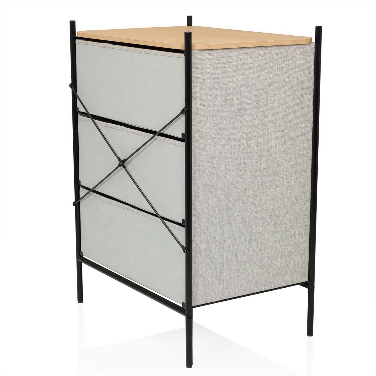 BYRÅ 58/79/39 cm  - ljusbrun/svart, Modern, metall/trämaterial (58/79/39cm) - MID.YOU