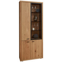 VITRINE  in massiv Wildeiche Eichefarben - Dunkelgrau/Eichefarben, Design, Glas/Holz (78/202/37cm) - Valnatura