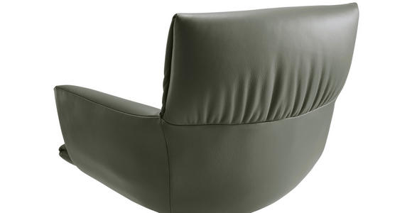ARMLEHNSTUHL  Lederauswahl, Sitzfläche 360° drehbar, automatische Rückholfunktion  Echtleder  - Schwarz/Olivgrün, Design, Leder/Metall (64/86/63cm) - Dieter Knoll