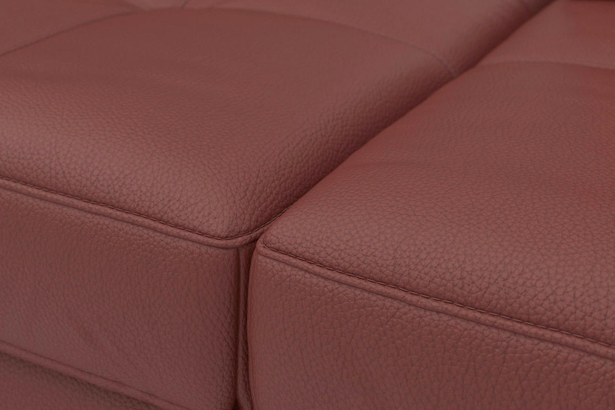 ECKSOFA COSTELLO E Rotbraun Echtleder Nierenkissen, Armteilverstellung, Sitztiefenverstellung  - Rotbraun/Schwarz, Basics, Leder/Textil (301/176cm) - Sit & More