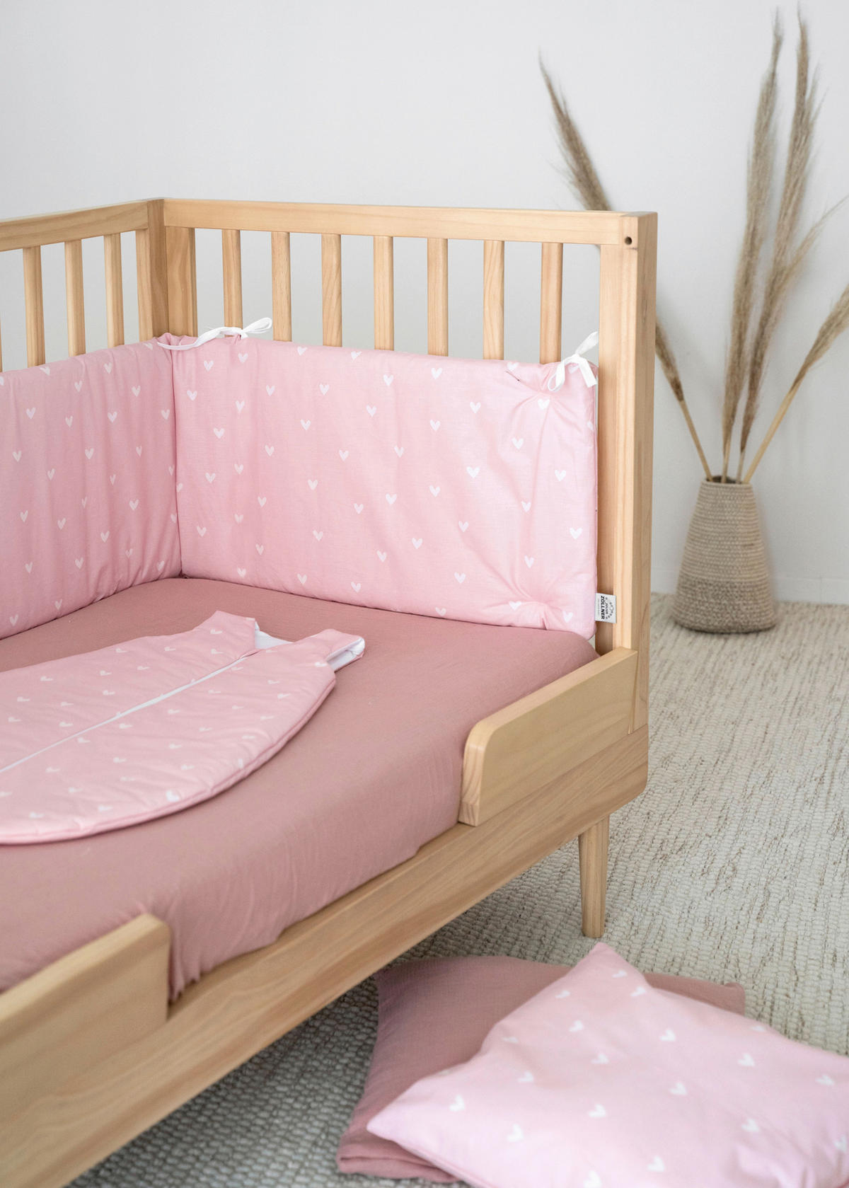 GITTERBETTSET TURTLE FAMILY  - Altrosa/Weiß, Basics, Textil (100/135cm) - Zöllner