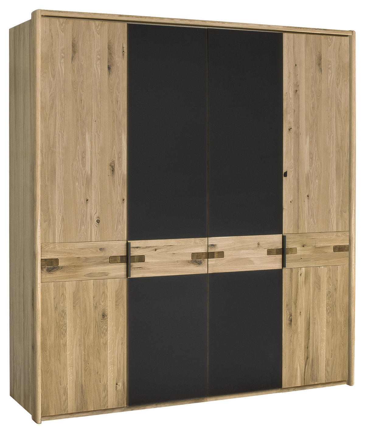 DREHTÜRENSCHRANK in Anthrazit, Eiche Bianco  - Eiche Bianco/Anthrazit, Natur, Glas/Holz (198/214/61cm) - Linea Natura