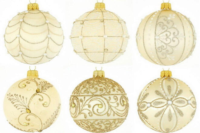 VIANOČNÁ GUĽA   - šampanská, Lifestyle, kov/sklo (10cm) - X-Mas