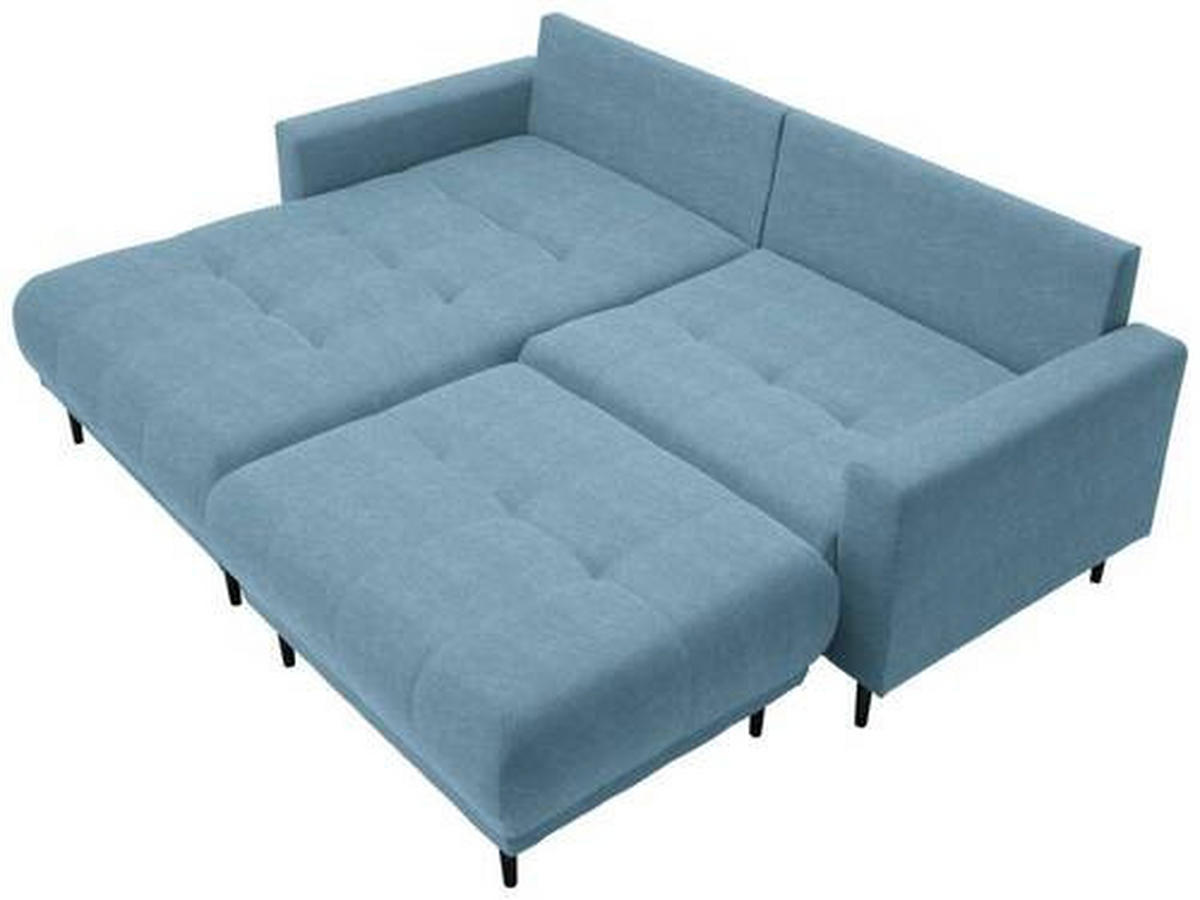 ECKSOFA in Flachgewebe Blau  - Blau/Schwarz, Design, Holz/Textil (160/215cm) - Stylife
