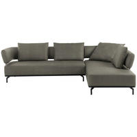 ECKSOFA in Echtleder Grau  - Schwarz/Grau, Design, Leder/Metall (302/237cm) - Dieter Knoll