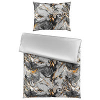 OBOJSTRANNÁ POSTEĽNÁ BIELIZEŇ, satén, antracitová, 140/200 cm - antracitová, Konventionell, textil (140/200cm) - Novel