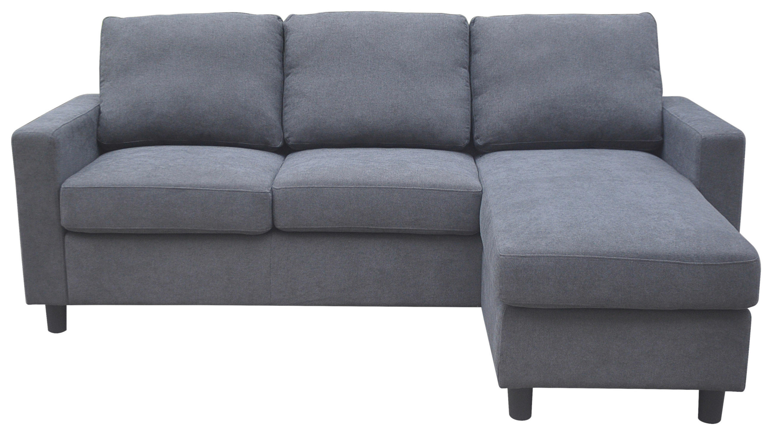 ECKSOFA Grau Plüsch  - Schwarz/Grau, Design, Holz/Kunststoff (198/135cm) - Ti'me