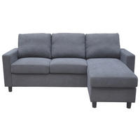 HÖRNSOFFA i plysch grå  - grå/svart, Design, trä/textil (198/135cm) - Best Price