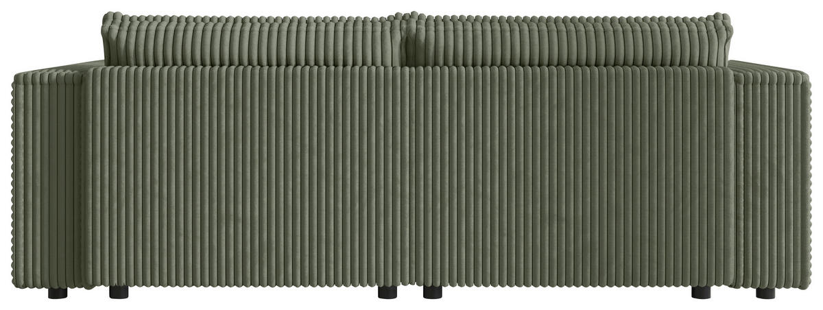 SCHLAFSOFA Cord Olivgrün  inkl. Zierkissen, Bettkasten, Schlaffunktion  - Schwarz/Olivgrün, MODERN, Kunststoff/Textil (250/68/104cm) - Xora