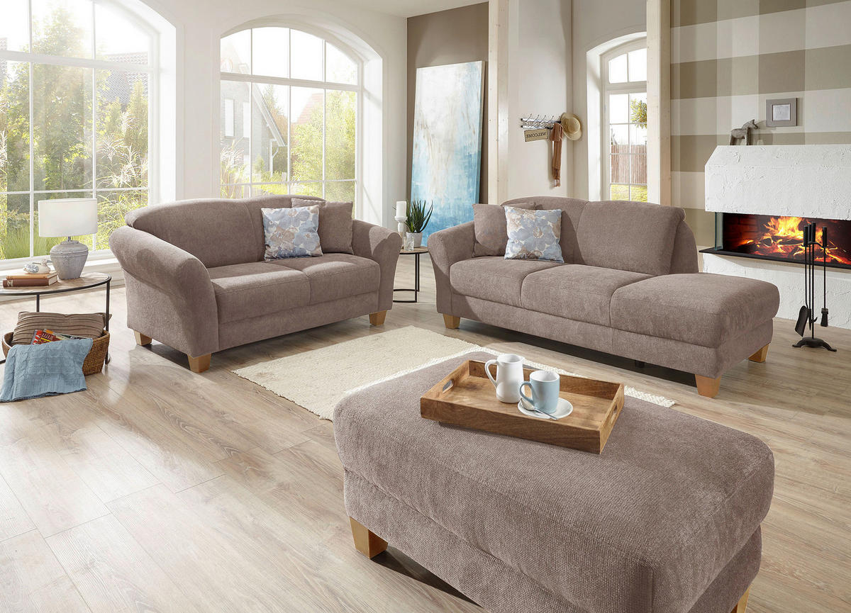 RÉCAMIERE Taupe Flachgewebe  - Taupe/Naturfarben, KONVENTIONELL, Holz/Textil (194/84/91cm) - Sit & More