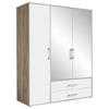 KLEIDERSCHRANK 155/195/60 cm,  in Weiß, Alufarben, Eiche San Remo, 3-türig  - Alufarben/Eiche San Remo, KONVENTIONELL, Glas/Holzwerkstoff (155/195/60cm) - Boxxx