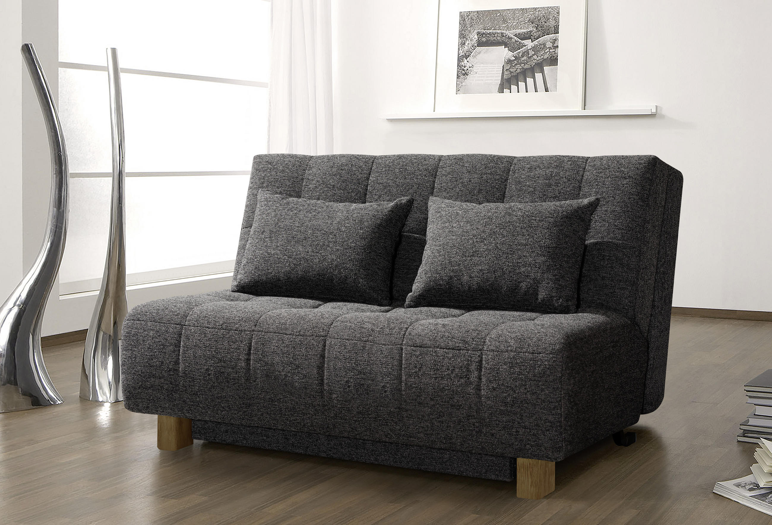 SCHLAFSOFA Webstoff Anthrazit  - Anthrazit/Naturfarben, Design, Holz/Textil (145/92/102cm) - Novel