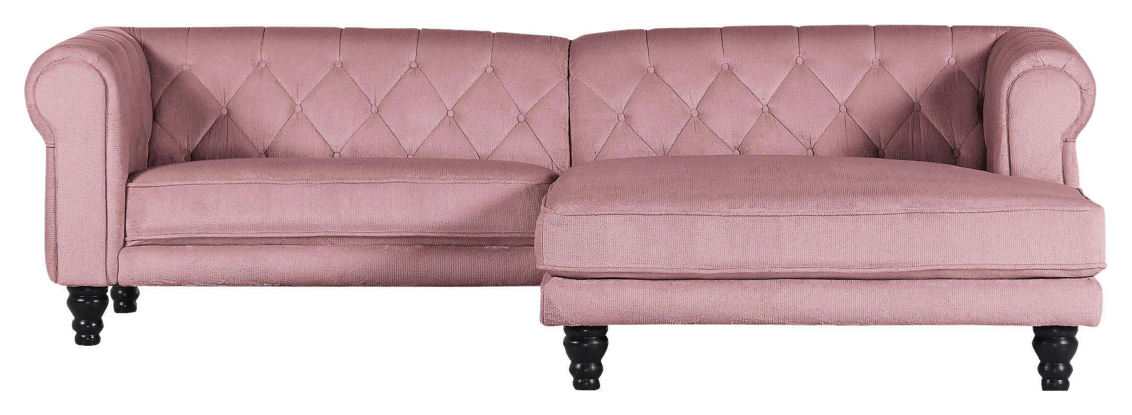 HÖRNSOFFA i plysch rosa  - mörkbrun/rosa, Design, trä/textil (260/160cm) - MID.YOU