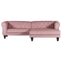 HÖRNSOFFA i plysch rosa  - mörkbrun/rosa, Design, trä/textil (260/160cm) - MID.YOU