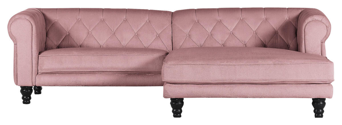 HÖRNSOFFA i plysch rosa  - mörkbrun/rosa, Design, trä/textil (260/160cm) - MID.YOU