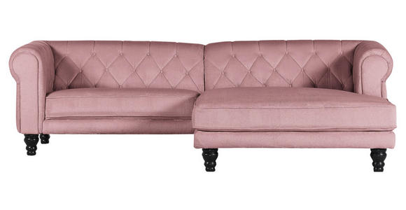 ECKSOFA Rosa Plüsch  - Dunkelbraun/Rosa, Design, Holz/Textil (260/160cm) - Carryhome