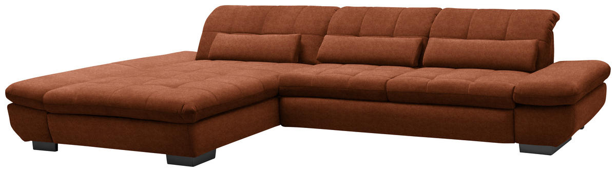 ECKSOFA Flachgewebe Rostfarben  - Rostfarben/Schwarz, Design, Textil/Metall (204/341cm) - Xora