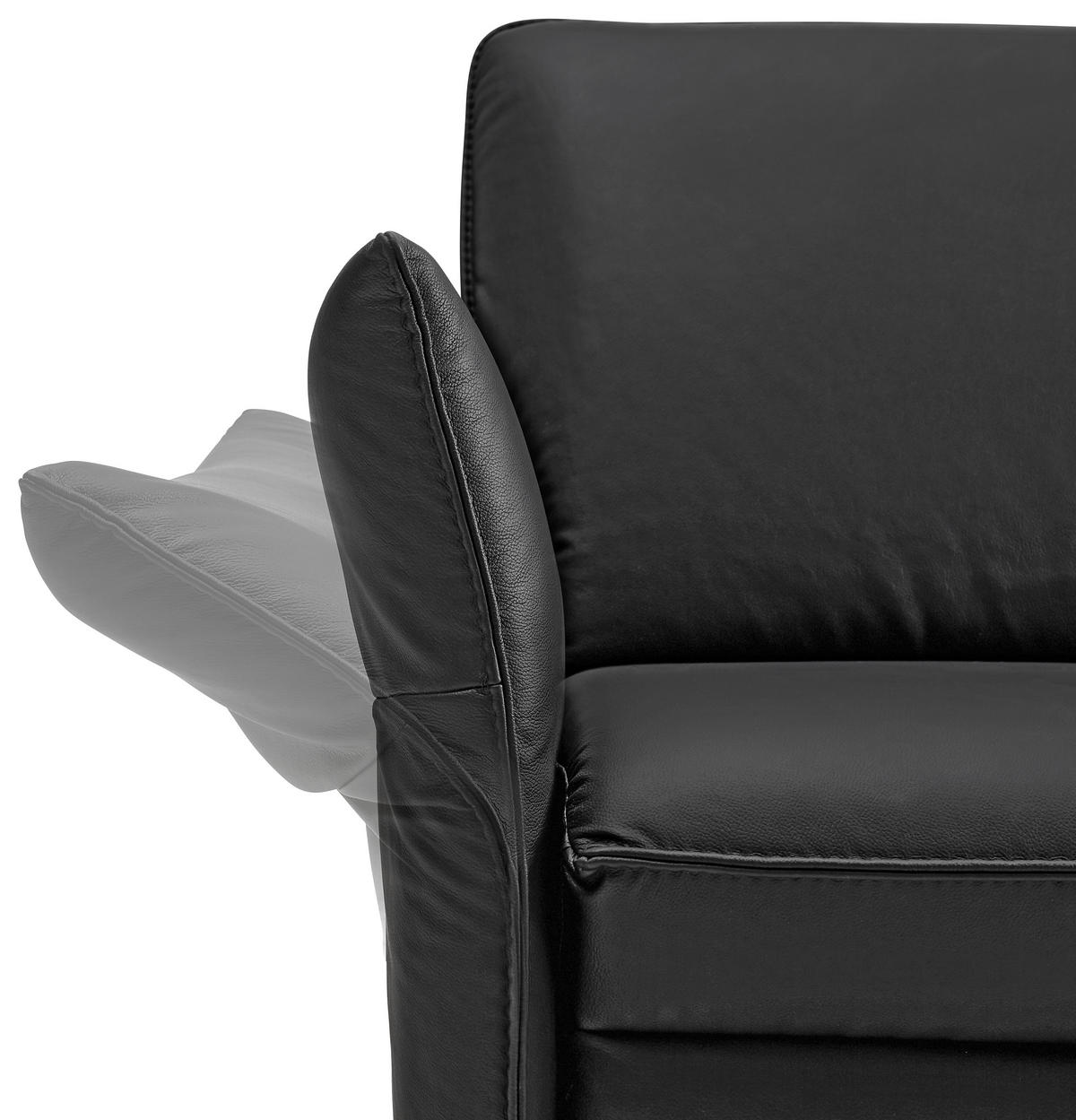 2,5-SITZER in Echtleder Schwarz  - Edelstahlfarben/Schwarz, Design, Leder/Metall (188/85/93cm) - Himolla Komfortklass