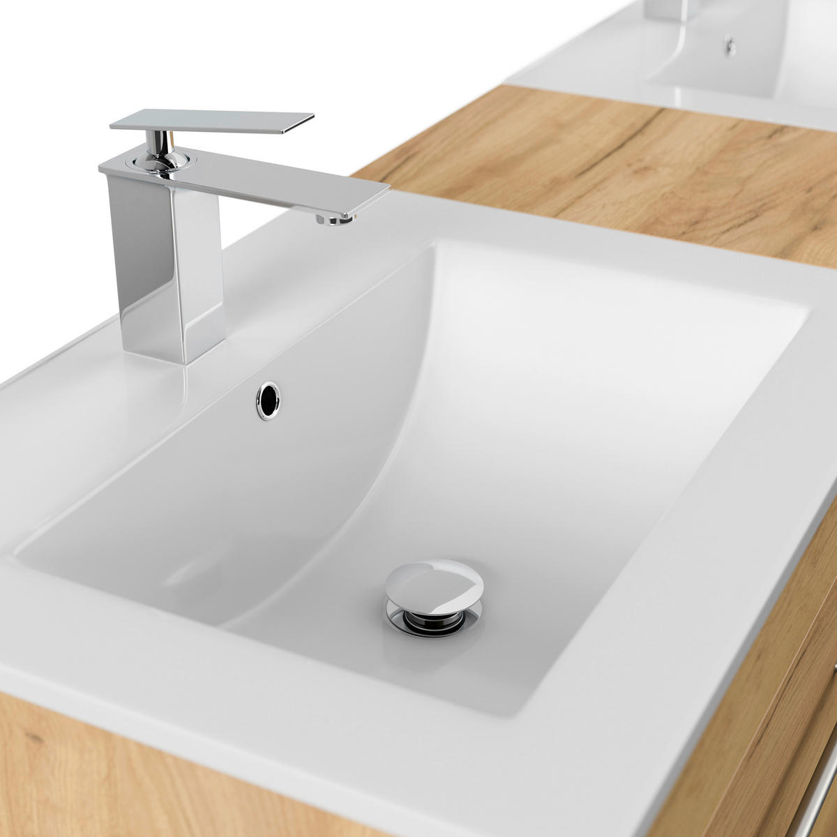 WASCHTISCHKOMBI 153 cm  - Eichefarben/Weiß, Basics, Keramik/Holzwerkstoff (153cm) - MID.YOU