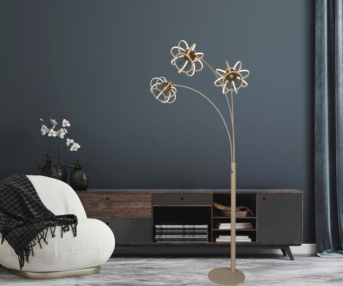 LED-STEHLEUCHTE Salo 60/87/162 cm  - Sandfarben/Schwarz, KONVENTIONELL, Metall (60/87/162cm)