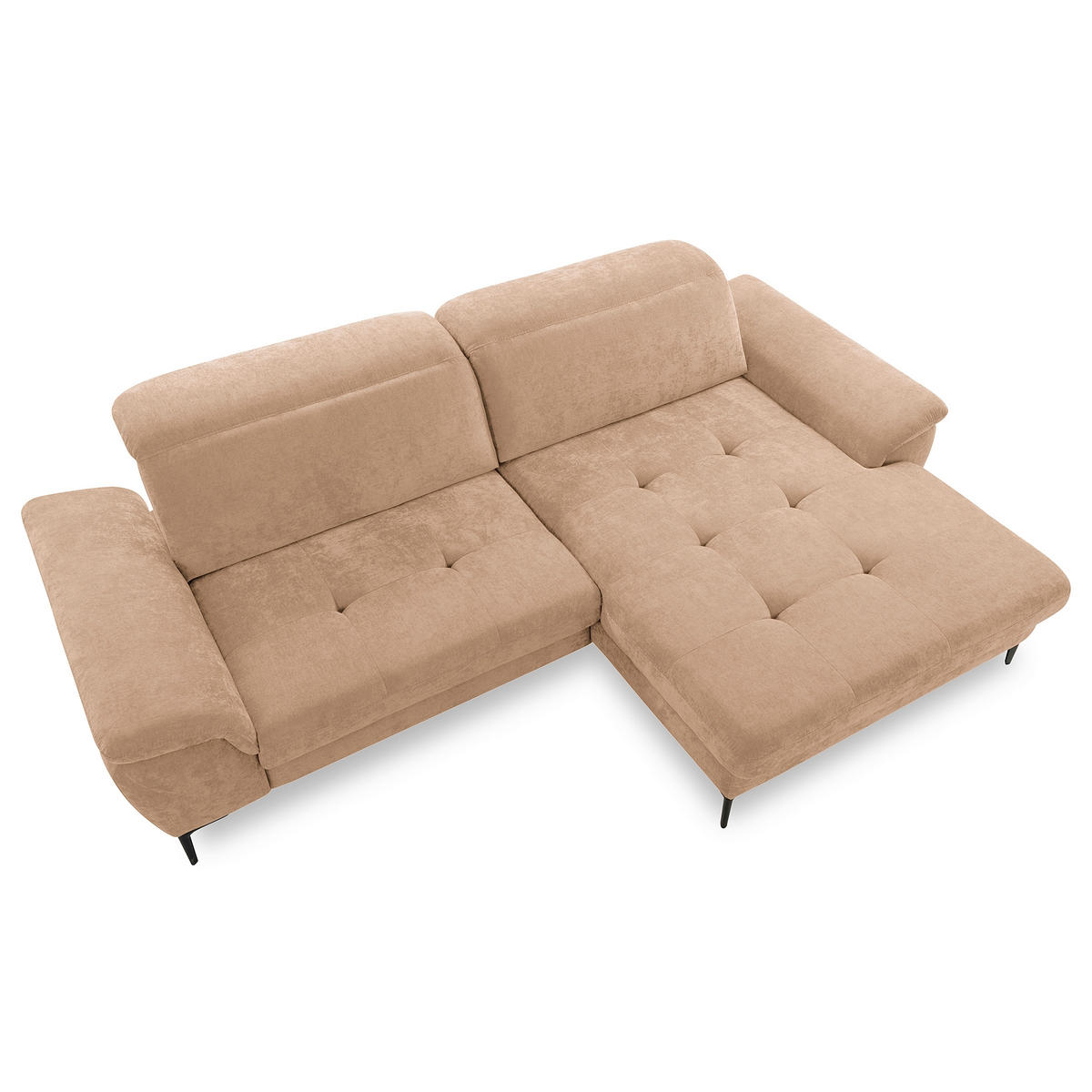 ECKSOFA  Webstoff Rotbraun  - Rotbraun/Schwarz, Design, Textil/Metall (268/195cm) - Livetastic