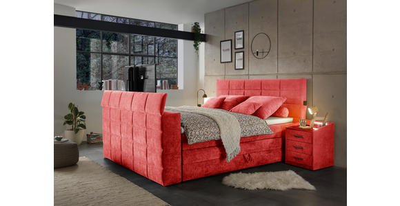 BOXSPRINGBETT 180/200 cm in Rot - Rot, KONVENTIONELL, Textil (180/200cm) - Carryhome