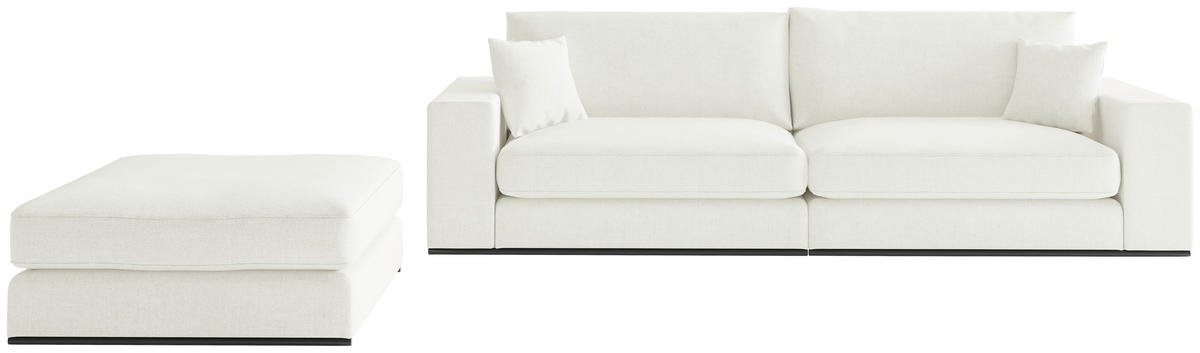 SITZGARNITUR ALBRETA Webstoff Creme  - Creme/Schwarz, Design, Holz/Textil (278/85/103cm) - Livetastic