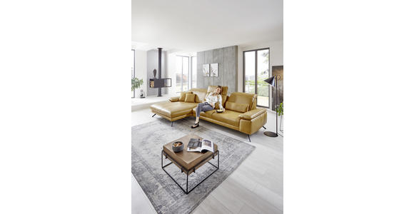 ECKSOFA in Echtleder Hellbraun 328/193 cm - Hellbraun/Schwarz, Design, Leder/Metall (328/193cm) - Dieter Knoll