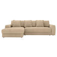 ECKSOFA in Cord Beige  182/302 cm  - Beige/Schwarz, MODERN, Kunststoff/Textil (182/302cm) - Carryhome