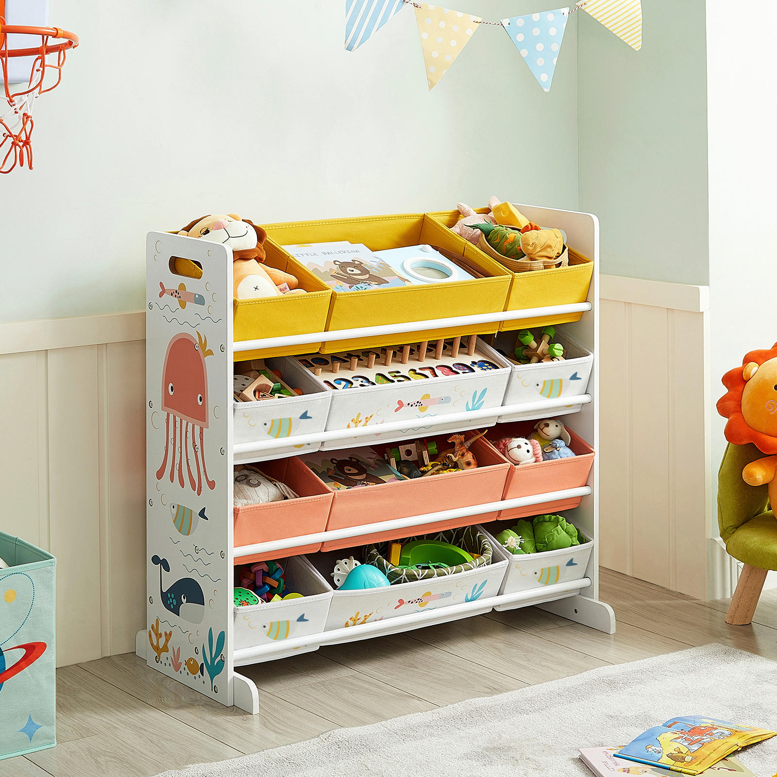 KINDERREGAL 83/78/38 cm - Weiß, MODERN, Holzwerkstoff/Textil (83/78/38cm) - MID.YOU