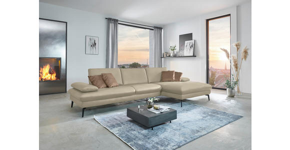 ECKSOFA in Echtleder Naturfarben 325/157 cm - Schwarz/Naturfarben, Design, Leder/Metall (325/157cm) - Dieter Knoll