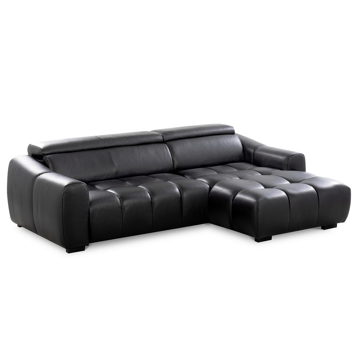 ECKSOFA  Echtleder Schwarz  - Schwarz, Design, Leder/Kunststoff (274/177cm) - Livetastic