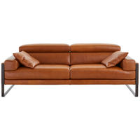3-SITZER-SOFA CAL 808 ROMEO in Echtleder Dunkelbraun  - Dunkelbraun, Design, Leder/Metall (222/67/105cm)