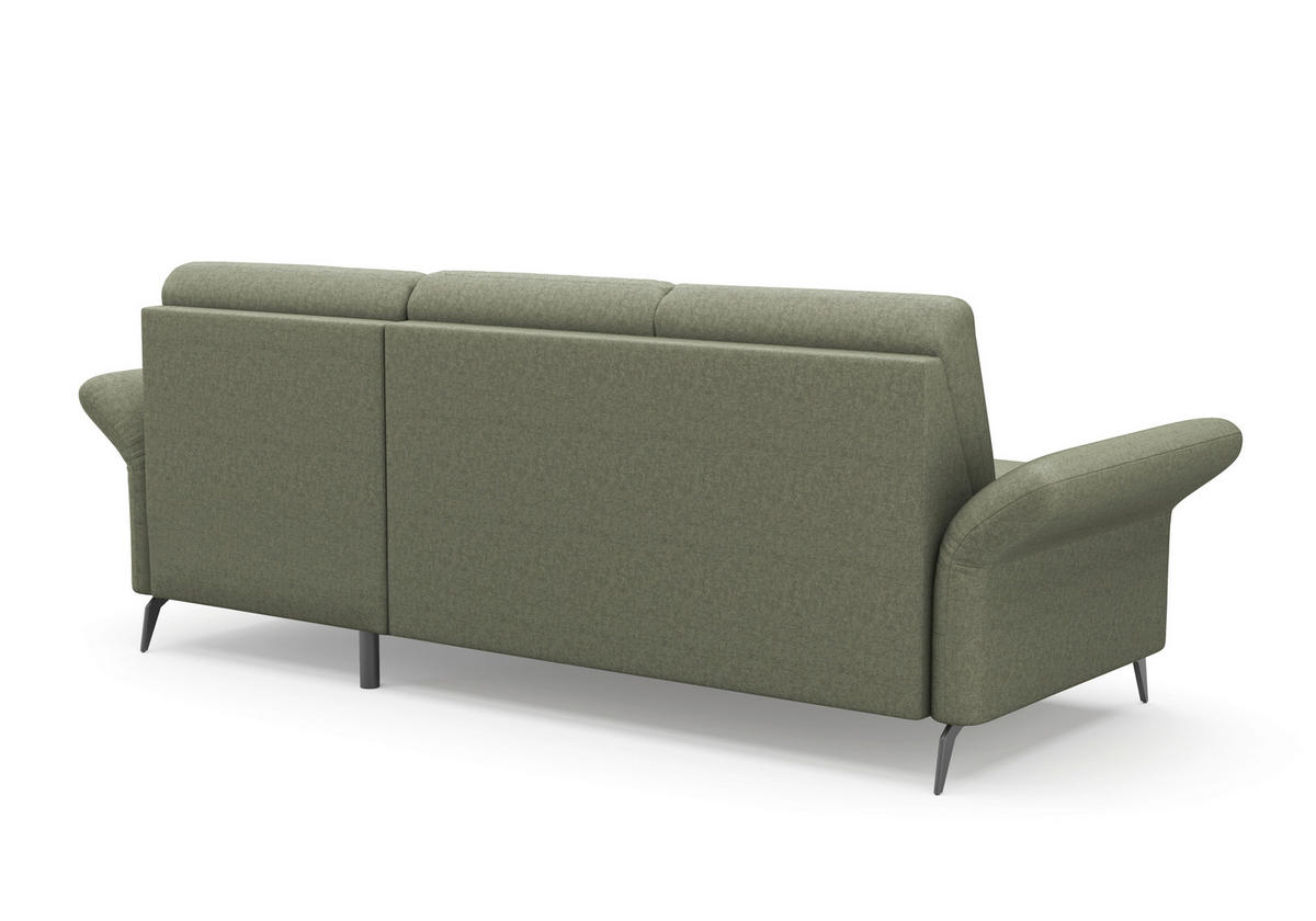 ECKSOFA ROCHELLE E Olivgrün Flachgewebe  - Schwarz/Olivgrün, KONVENTIONELL, Textil/Metall (251/164cm) - Sit & More