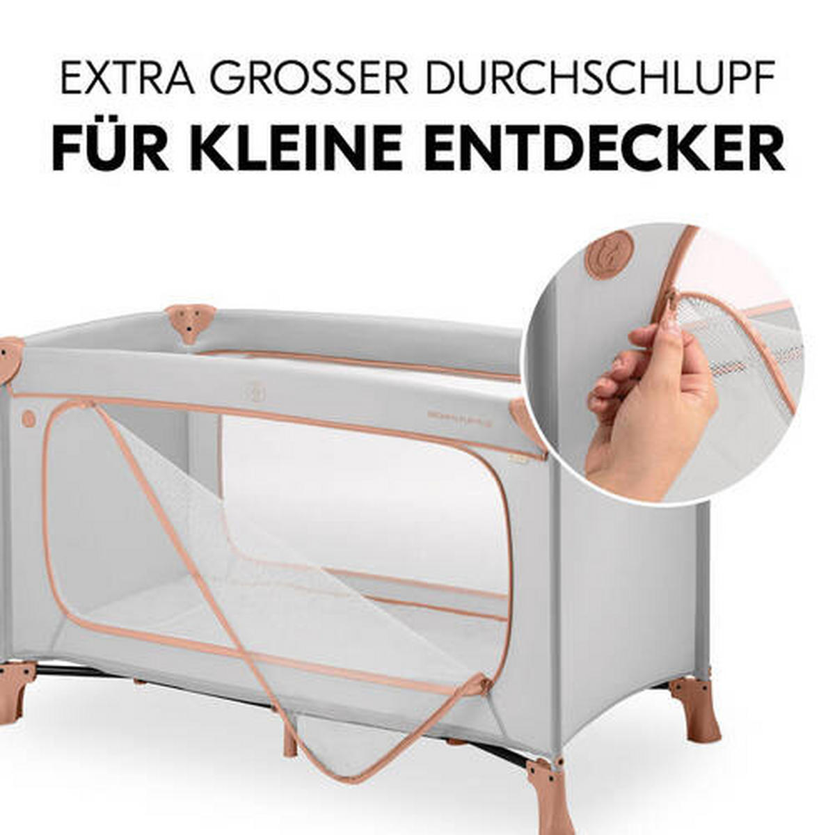 REISEBETT Dream N Play Plus Greige, Koralle  - Greige/Koralle, Basics, Kunststoff/Textil (65/76/125cm) - Hauck